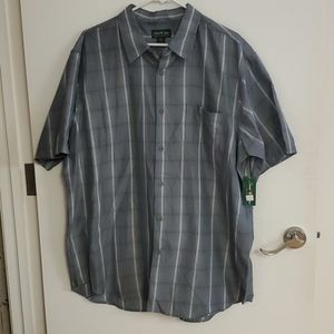 David Taylor Men XL gray plaid collared shirt BNWT
